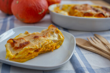 home made tasty cannelloni pumpkin on a table