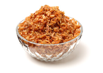 dried shrimp on white background 