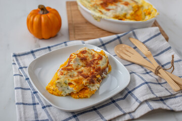 home made tasty cannelloni pumpkin on a table