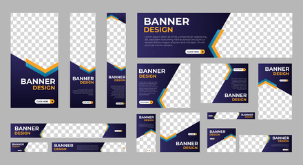 Abstract banner design web template Set, Horizontal header web banner. Modern Gradient Blue cover header background for website design, Social Media Cover ads banner, flyer, invitation card