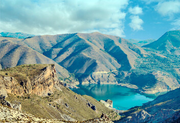 Lake in the Sierra Nevada mountains in Granada - obrazy, fototapety, plakaty