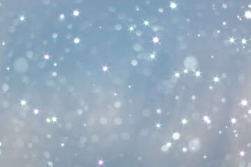 blue snowfall bokeh background, abstract snowflake background on blurred abstract blue