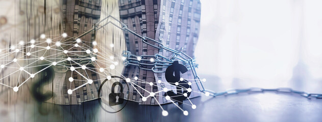 The concept of financial dependence on borrowed funds. Mortgage debts. The house will be pulled by a measuring tape with a dollar sign.