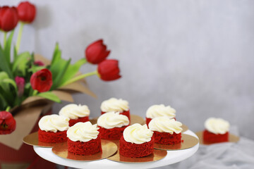 Beautiful festive cake biscuit with different creams