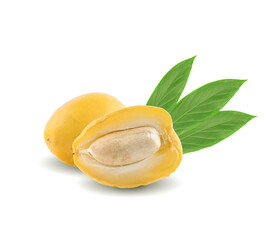 yellow raw date palm isolated on white background