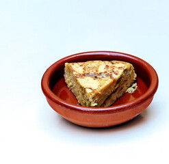 Spanish tortilla surrounded by white background