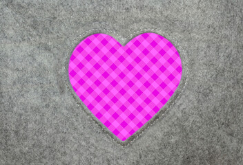 Heart of felt with plaid pattern