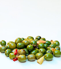 Olives surrounded by white background