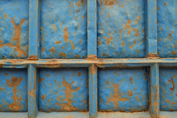 Grunge metal texture. Old blue metal surface. Rusty metal background with traces of exploitation. Blue grunge background texture. Metal or iron plate surface