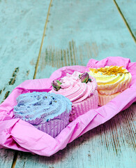 Cupcakes surrounded by rustic background