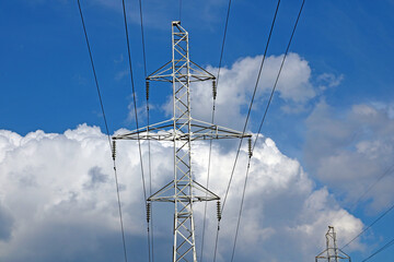 View of the power pole. Clean and safe energy.