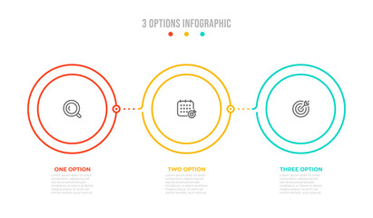 Fototapeta na wymiar Timeline infographic vector design template. Business concept with 3 options or steps, marketing icons. Vector illustration.
