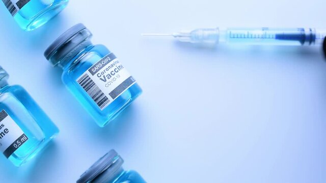 Vaccine isolated. Medical syringe with needle for protection flu virus and coronavirus. Covid immunization isolated on white. Concept fight against virus covid-19