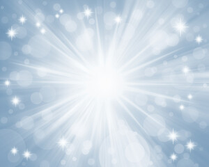 Glowing sparkling Christmas starry winter holidays blue starburst background texture with rays. 