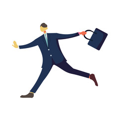 楽しそうに歩くスーツを着た男性のイラスト