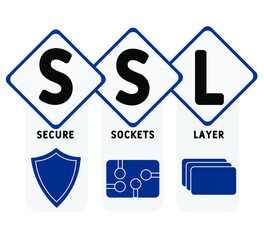 SSL - Secure Sockets Layer acronym. business concept background.  vector illustration concept with keywords and icons. lettering illustration with icons for web banner, flyer, landing page