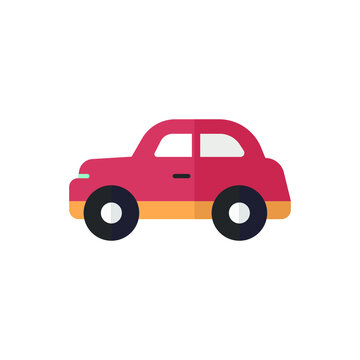 Flat Design Style Car icon. automobile transportation pictogram. red sedan automotive logo simple logo for website and mobile application. vector illustration design on white background. EPS 10