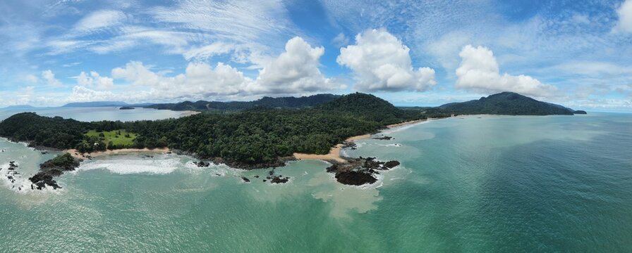 The Telok / Teluk Melano Coastline and Beach at the most southern tip of the Tanjung Datu part of Sarawak and Borneo Island