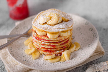 Banana pancakes with homemade jam
