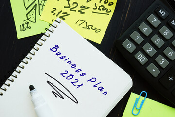 Business concept about Business Plan 2021 with inscription on the page.