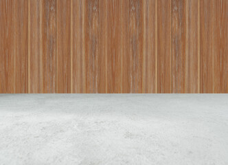 Concrete cement floor with wood wall. Texture Background