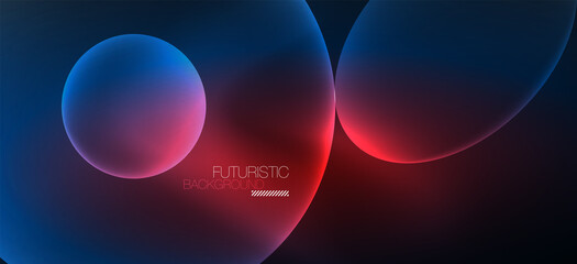 Neon ellipses abstract backgrounds. Shiny bright round shapes glowing in the dark. Vector futuristic illustrations for covers, banners, flyers and posters and other