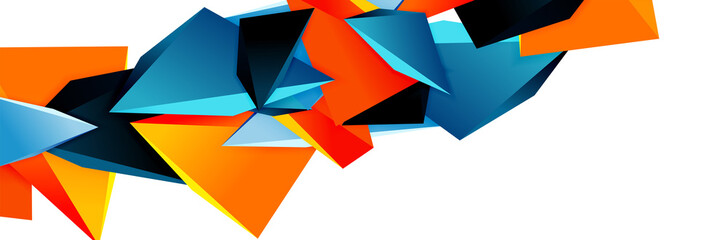 Triangle mosaic abstract background, 3d triangular low poly shapes. Geometric vector illustration for covers, banners, flyers and posters and other