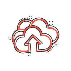 Digital service icon in comic style. Network cloud cartoon vector illustration on white isolated background. Computer technology splash effect business concept.