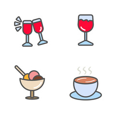 Ice Drink and coffee cup set with a detailed illustration