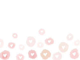 ハート柄のフレーム　薄ピンク　水彩画
