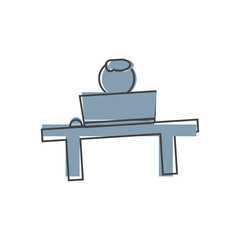 Fototapeta premium Vector icon of distance work, training icon on cartoon style on white isolated background.