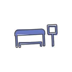 Bus station vector icon cartoon style on white isolated background.