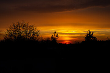 Zachód slońca nad Chełmżą pod Toruniem, Polska