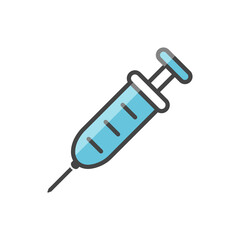 Medical syringe vector icon on  white isolated background.