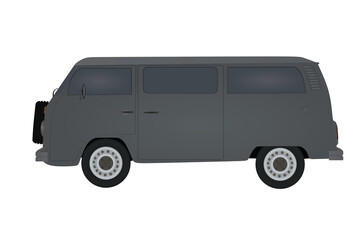 Grey retro van. vector illustration