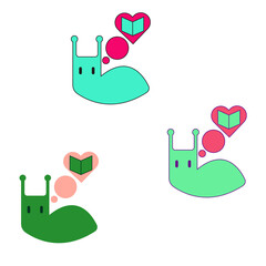 vector bookworm logo. love of reading and books. a bright illustration for book lovers. a symbol for those who like to read.