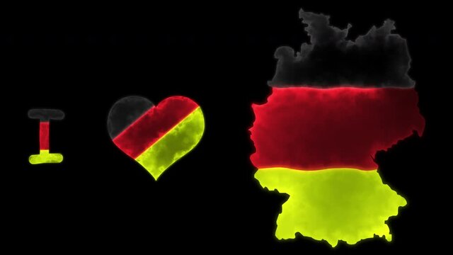 I love Germany animation with tricolor beating heart.Love Germany.icon flag, love flag element, country love video.