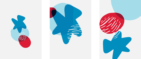 Hand drawn doodle shapes, wall art painting style, vector abstract background templates. A4 poster design or for covers, banners, flyers