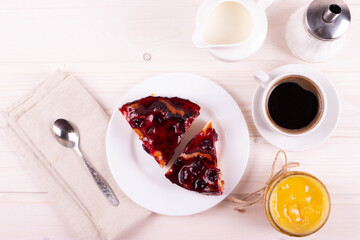 delicious freshly baked berry pie on a rustic background
