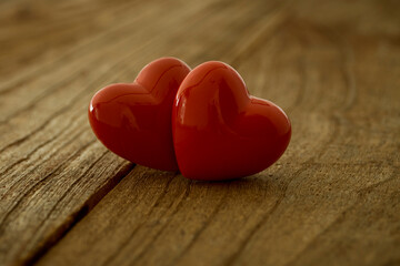 red heart on the vintage wooden table