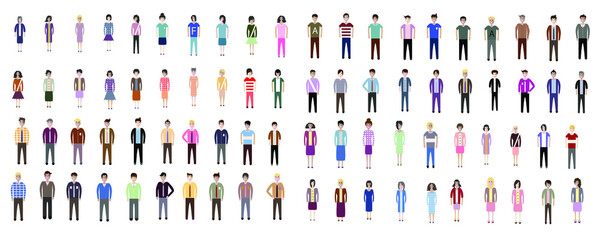 Fototapeta na wymiar Multiethnic group of working people standing together on white background, diversity and multiculturalism. Set of full body diverse business people. Working man and woman