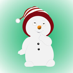 Christmas snowman in a red striped hat. Isolated vector image.