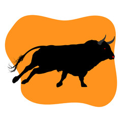 Silhouette of a bull in motion. Vector illustration. Vector logo.