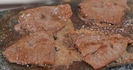 Barbecue beef cook on stone rock