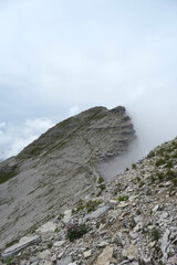 Fototapeta na wymiar Mountain hiking tour to Soiernspitze mountain, Bavaria, Germany