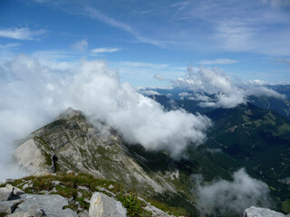 Mountain hiking tour to Soiernspitze mountain, Bavaria, Germany
