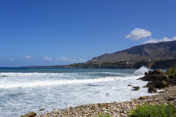 Beautiful view of the Sicilian sea in Castellammare del Golfo