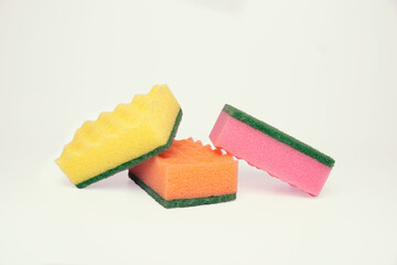 Washing sponge on a white background.