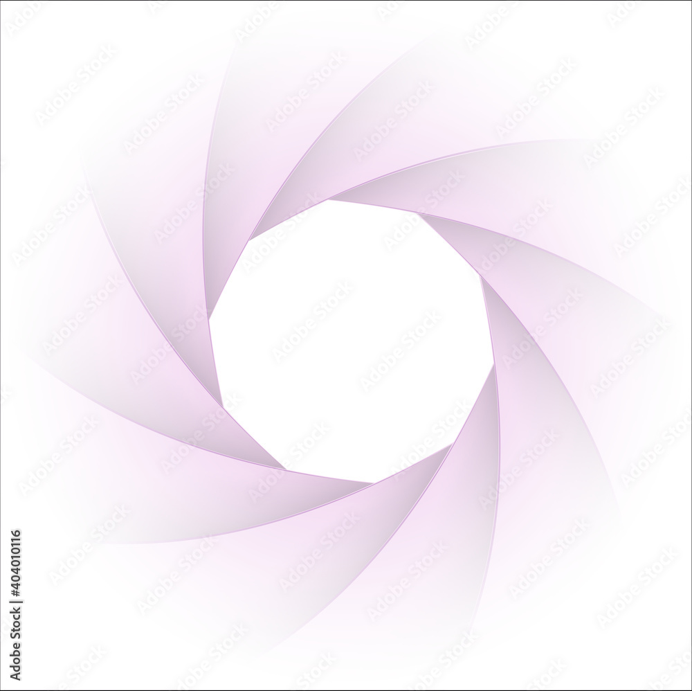 Poster background with camera lens shutter, white grey soft abstract design, vector illustration.