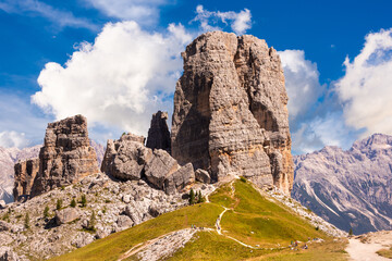 Fototapeta premium Panoramic view to Dolomite mountains in Italy, beautiful mountain landcape